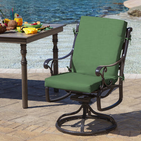 Arden Selections moss green fabric close-up showing durable outdoor upholstery.