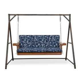 Arden Selections earthFIBER back cushion in navy demonstrates comfort and back support for outdoor seating.