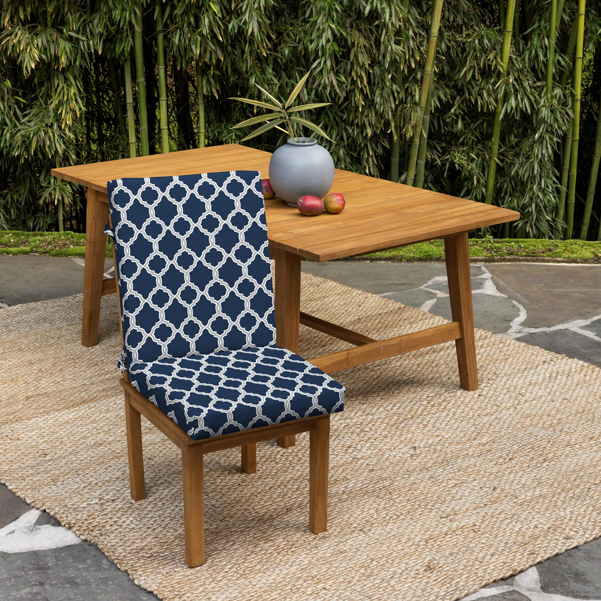 Arden Selections earthFIBER cushion side view highlights fade-resistant color and outdoor comfort