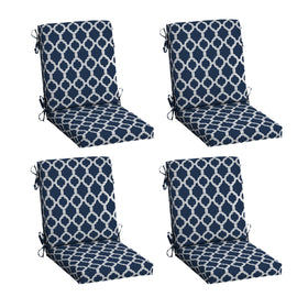 Arden earthFIBER cushion front view on outdoor chair in sapphire blue, fade-resistant.