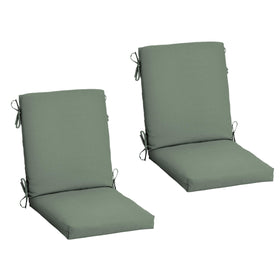 Arden Selections earthFIBER dining cushion 20x44, angled view showing full chair coverage