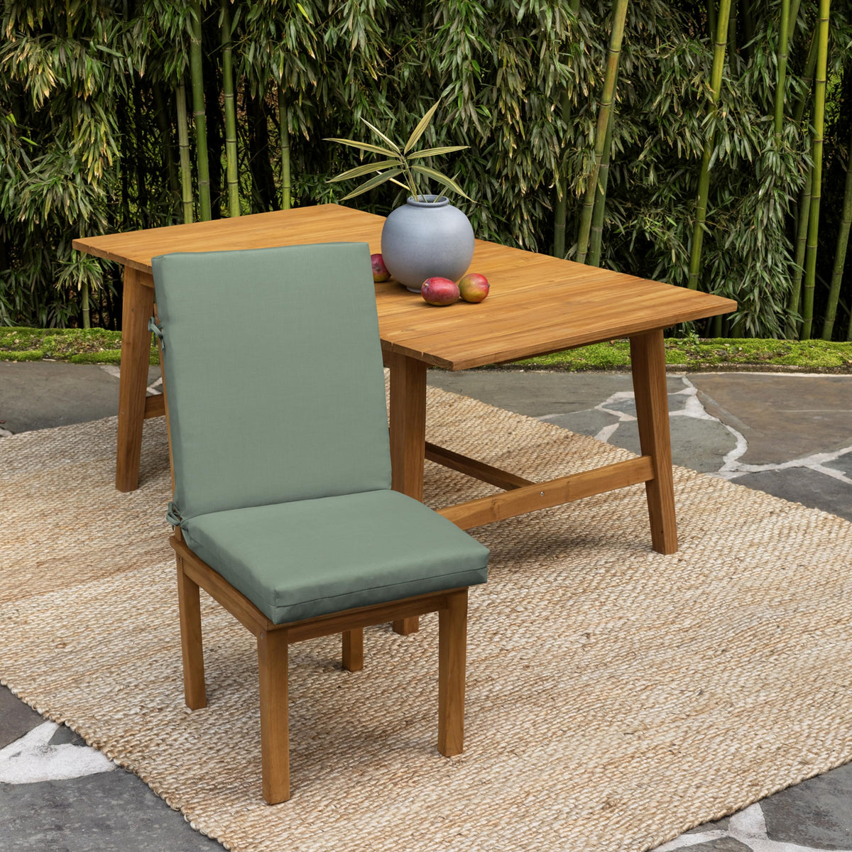 Arden Selections earthFIBER cushion sage green texture close-up highlights fade-resistant fabric