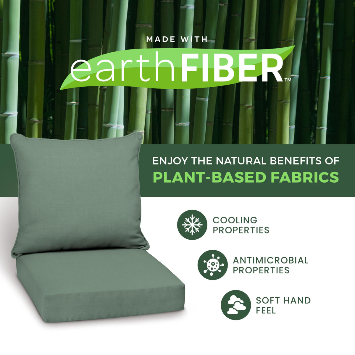 Partial recycled fill inside Arden earthFIBER cushions helps retain shape and comfort.