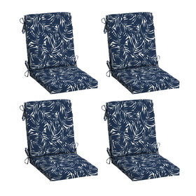 Arden Selections EarthFIBER outdoor chair cushion on navy chair for durable patio seating.