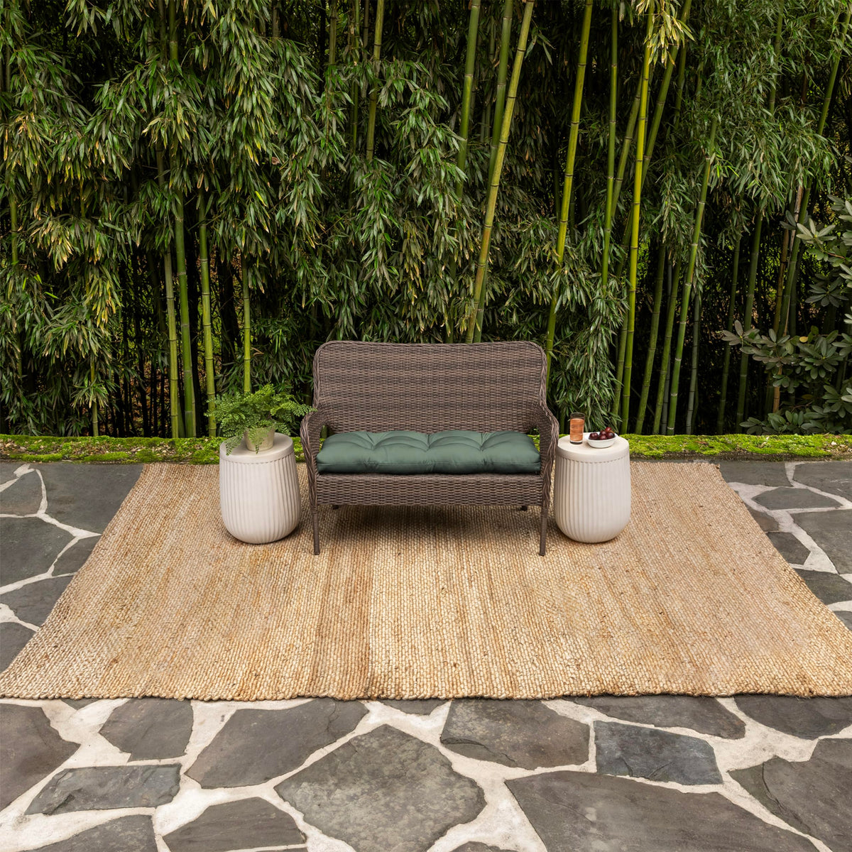 Arden Selections earthFIBER cushion shows 41.5 by 18 inch dimensions.