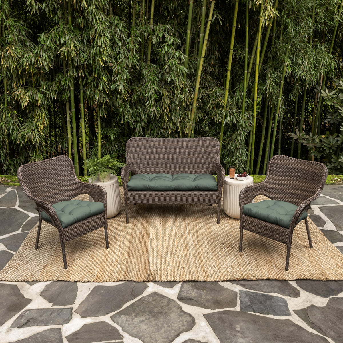 Arden Selections earthFIBER cushion fits standard outdoor wicker chairs.