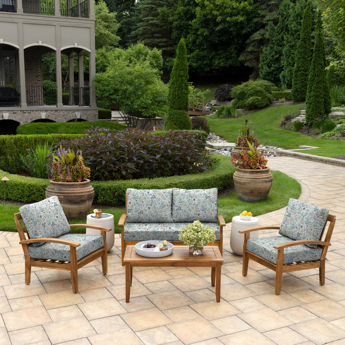 Arden Selections fade-resistant fabric highlights long-lasting color on cushions.