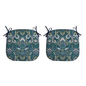 Arden Selections foam seat pad in blue damask pattern, ideal for outdoor dining comfort.