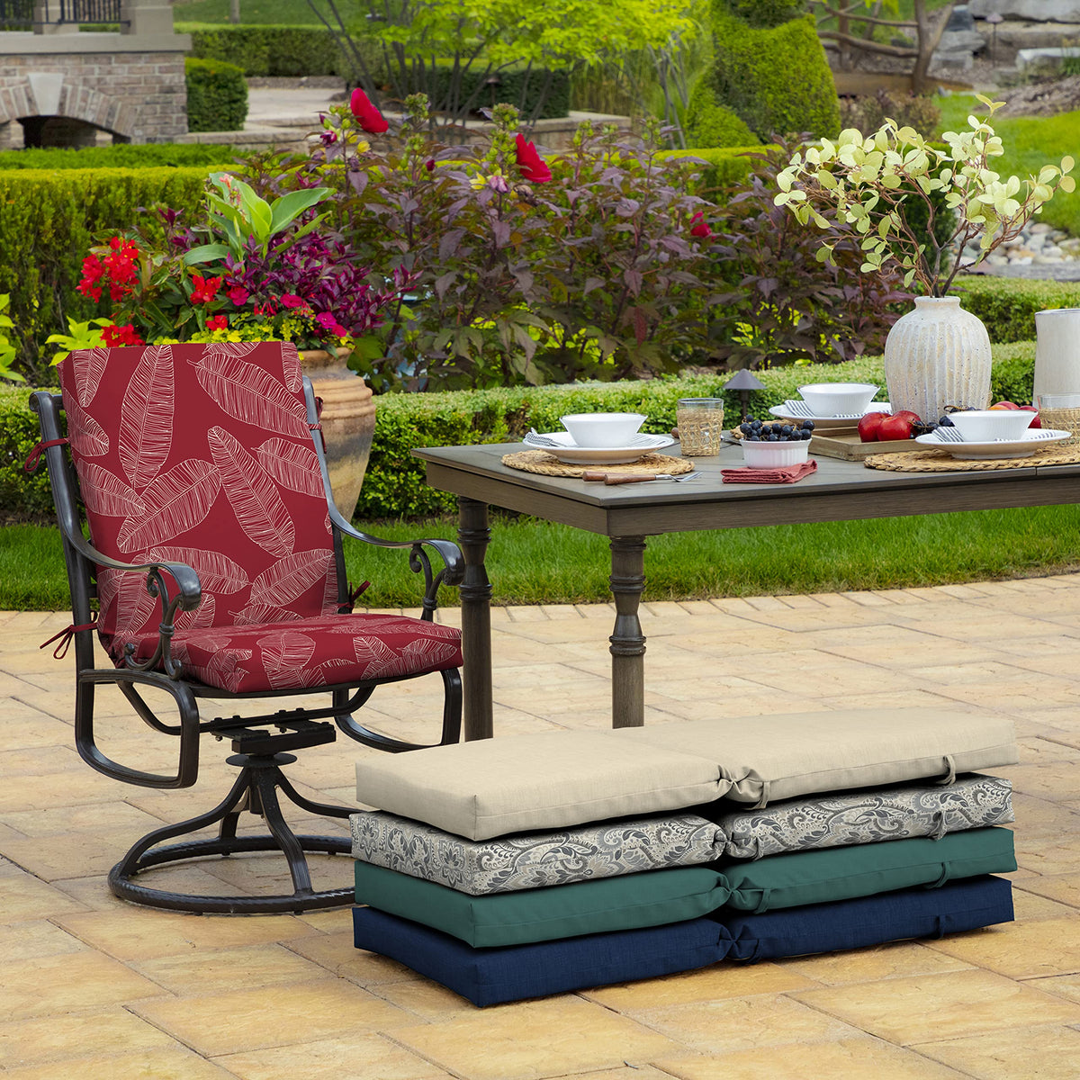 Arden Selections four cushion ties keep cushions firmly in place on chairs.