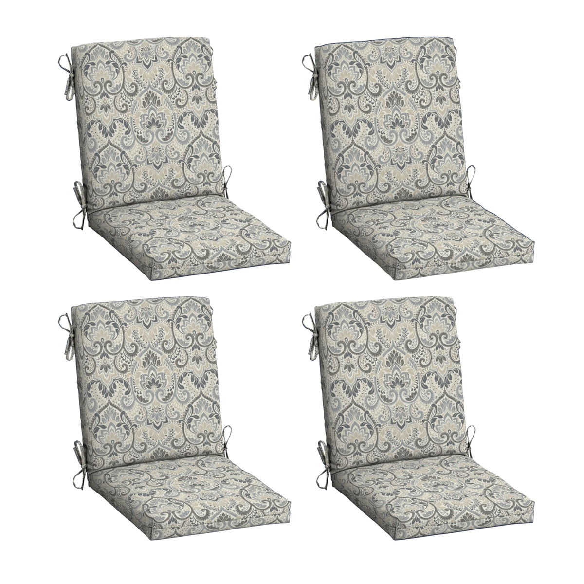 Arden Selections four-pack chair cushions, front view on patio for comfortable outdoor dining