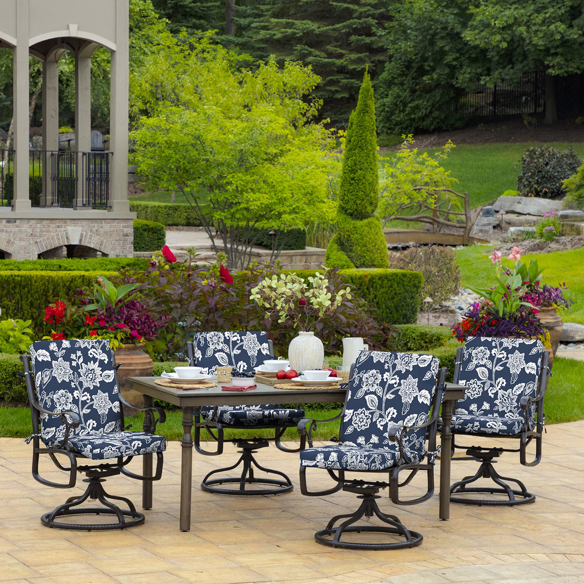 Arden Selections moisture-repellent finish helps cushions endure light rain sessions.
