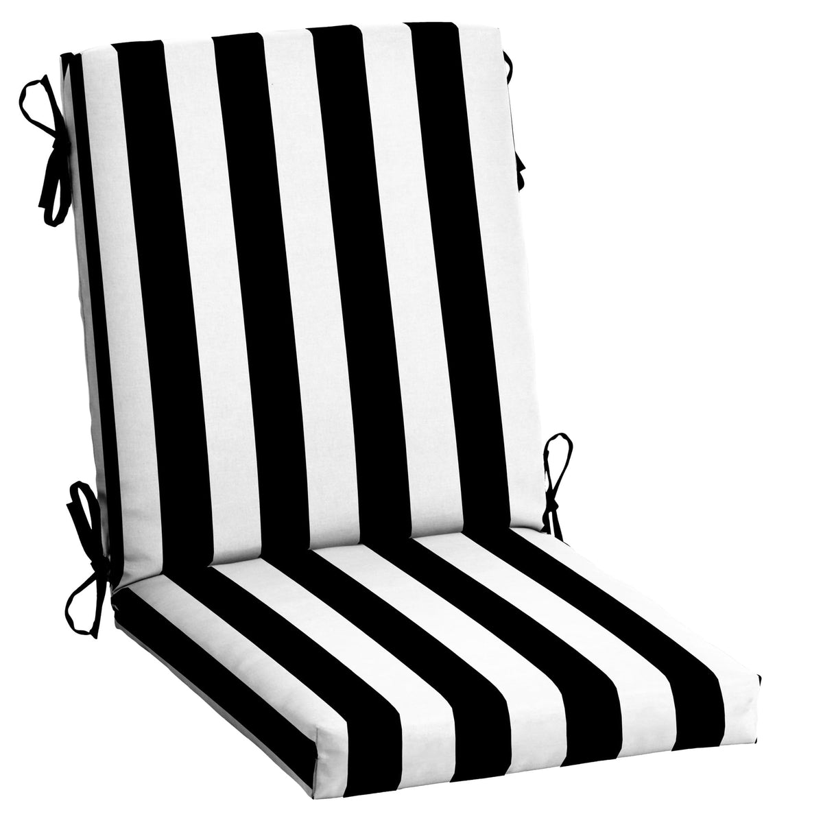 Arden Selections outdoor chair cushion 20x44 in black cabana stripe offers weather-ready comfort.
