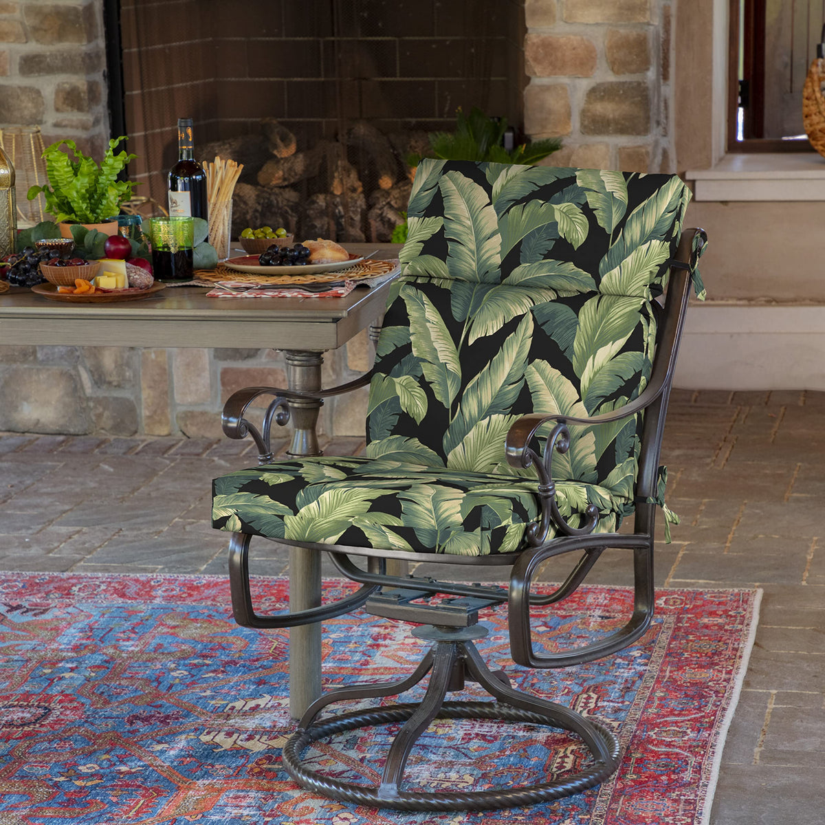 Arden Selections cushion side angle demonstrates rain proof fabric maintaining comfort outdoors