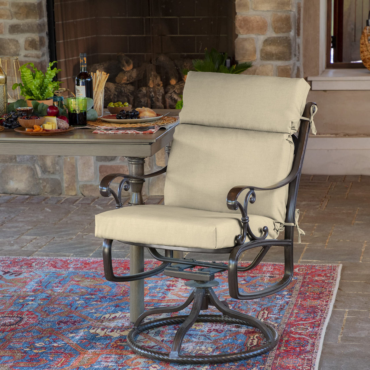 Arden Selections outdoor chair cushion back detail showing supportive back