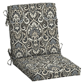 Arden Selections outdoor chair cushion in Black Aurora Damask fabric for patio comfort.