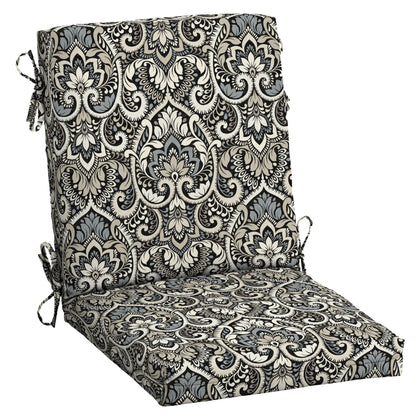 Arden Selections outdoor chair cushion in Black Aurora Damask fabric for patio comfort.