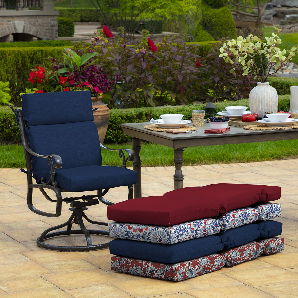 Arden Selections Sapphire Blue cushion stitching detail; reinforced construction and ties.