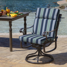 Arden Selections cushion with secure ties keeps it anchored to chairs.