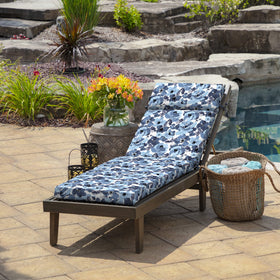 Arden Selections chaise cushion side profile—sun-safe color and secure ties.