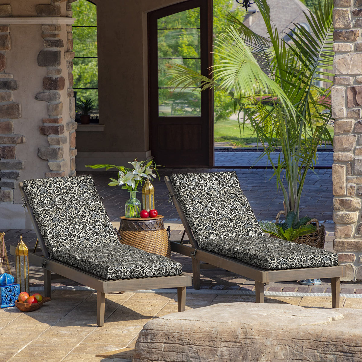 Arden Selections four tie sets secure cushion in place on chaise