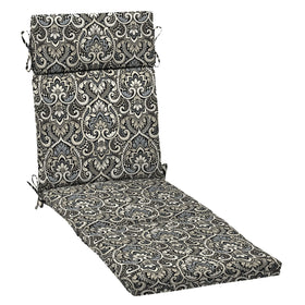 Arden Selections outdoor chaise cushion in Black Aurora Damask, front view for stylish lounging