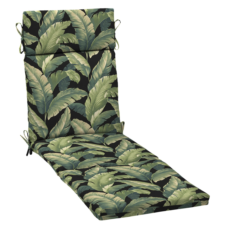 Arden Selections outdoor chaise cushion onyx close-up shows durable, fade-resistant fabric.
