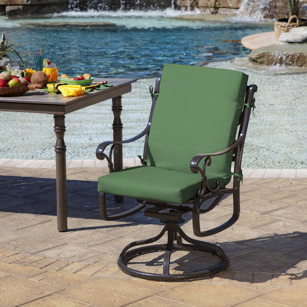 Arden Selections four-pack cushion fabric close-up shows durable outdoor polyester.