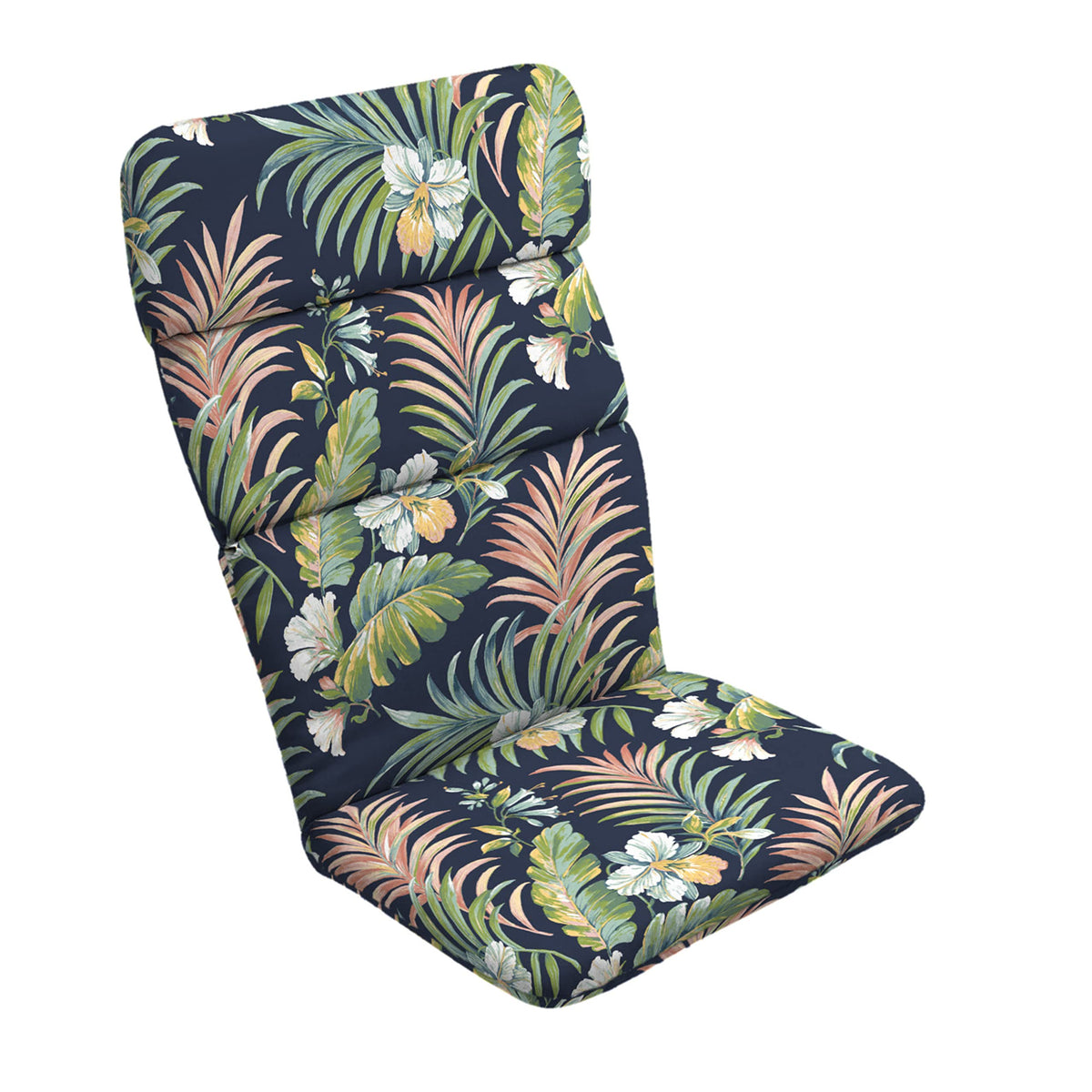 Arden Selections outdoor cushion on Adirondack seat for enhanced comfort in Simone Blue