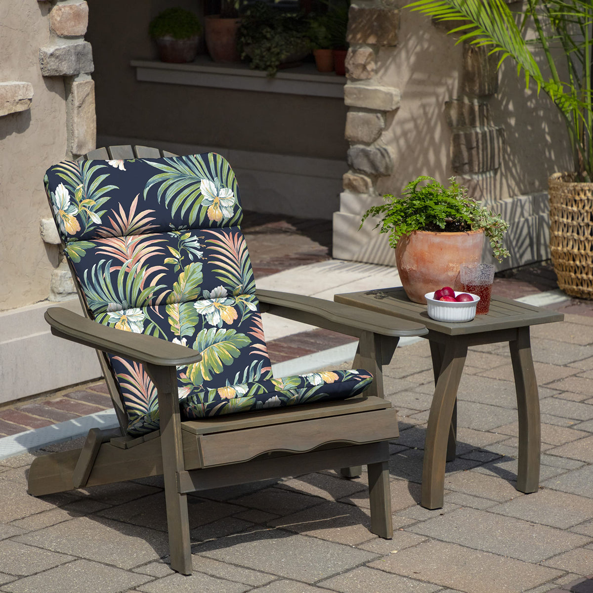 Arden Selections cushion back view showing total chair coverage in Simone Blue
