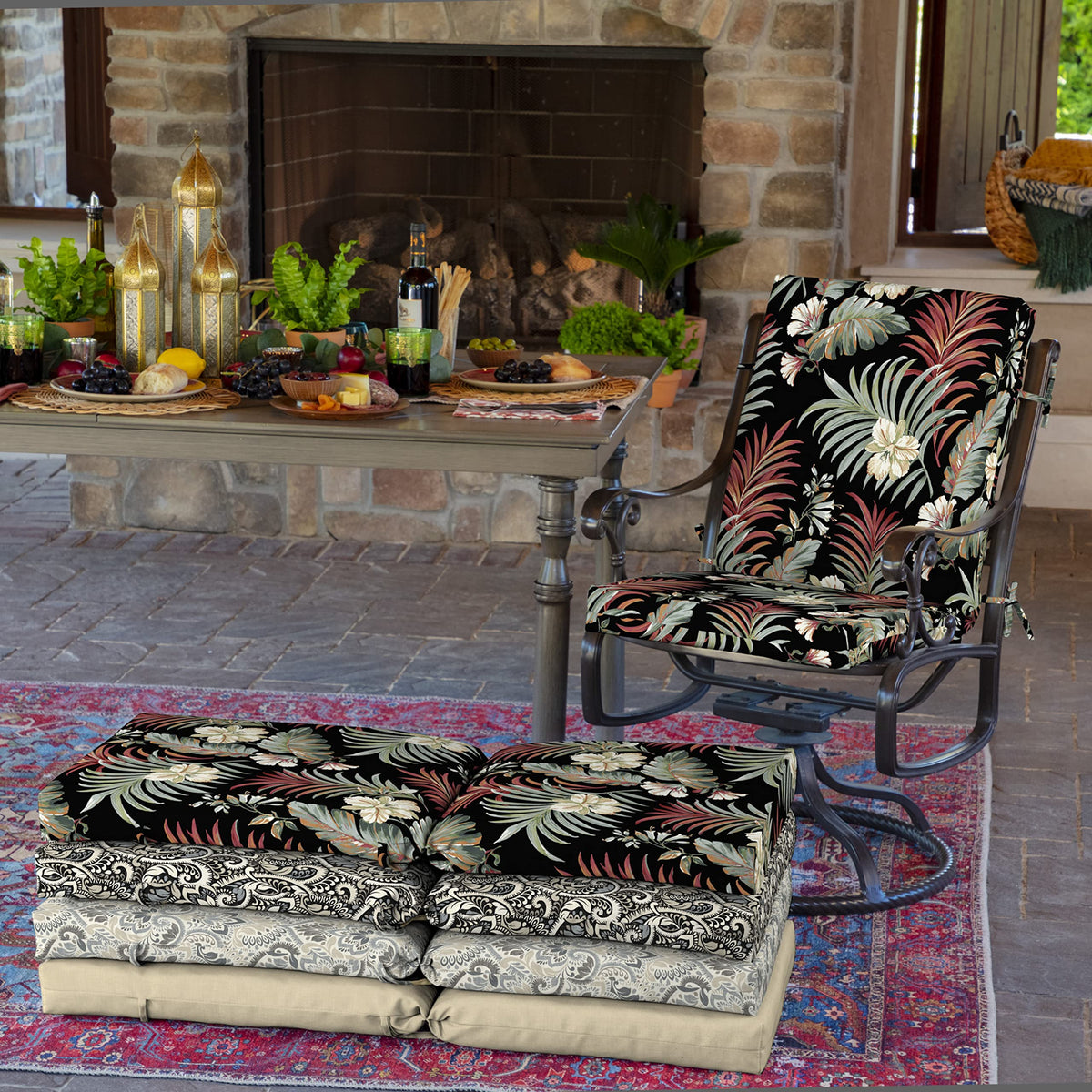 Arden Selections outdoor cushion fits standard dining chairs for easy setup