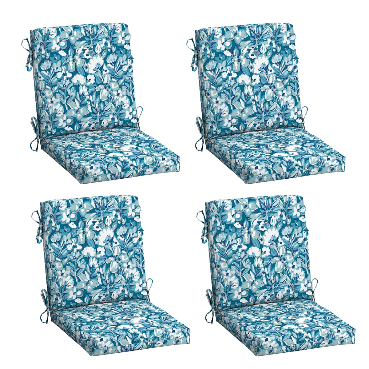 Arden Selections outdoor chair cushion in Aqua Blue Fusion Floral, weather-ready for patios