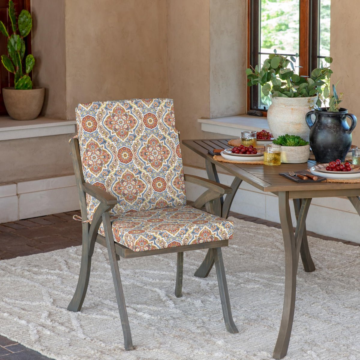Arden Selections cushion back view shows highback support for extended outdoor lounging
