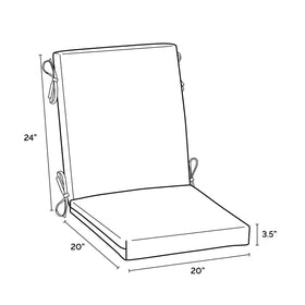 Arden Selections cushion designed for 20x44 inch chairs, offering full seating coverage