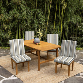 Outdoor dining chair with Arden Selections cushions on a deck