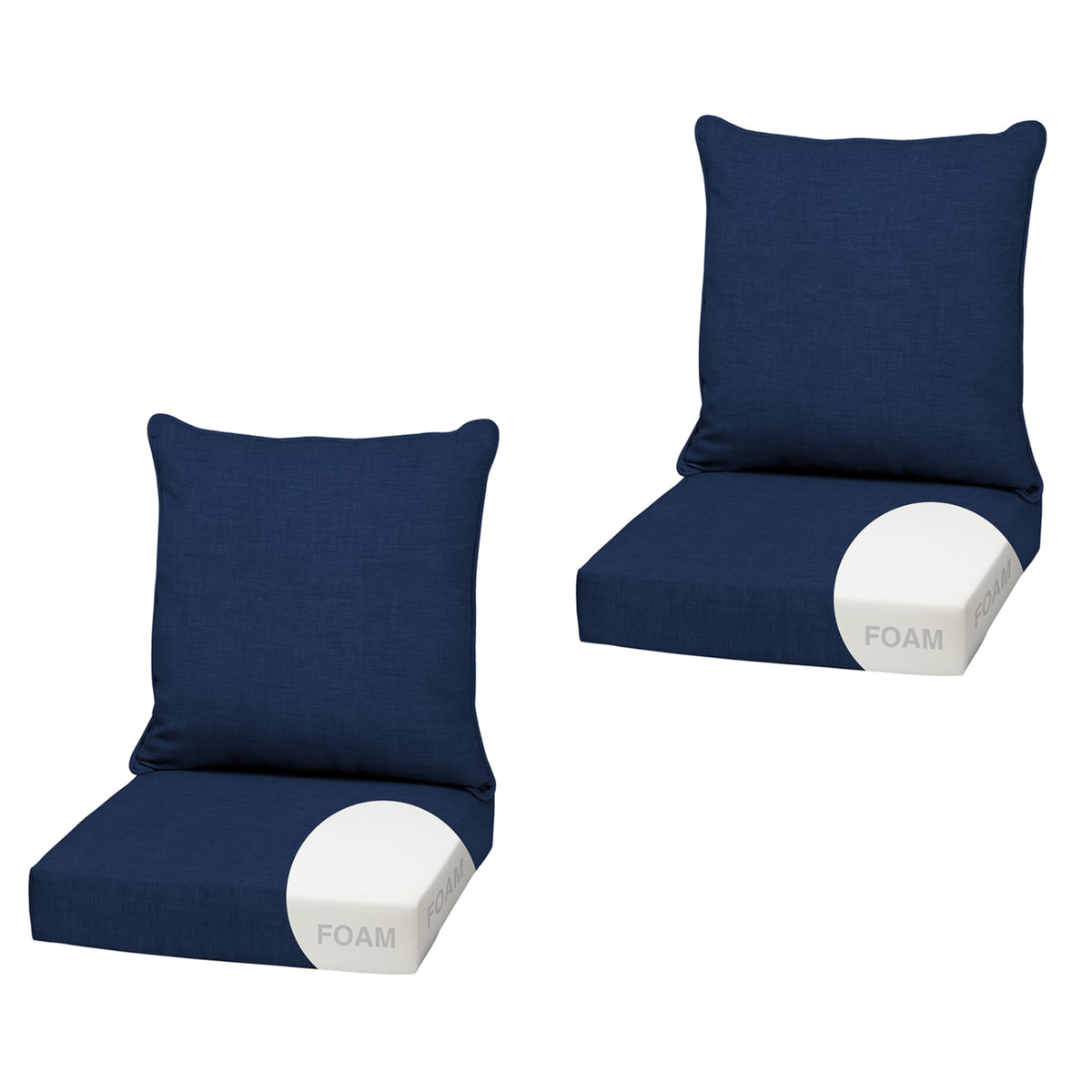 Arden Selections outdoor deep seat cushion front view in sapphire blue for comfort