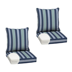 Arden Selections outdoor foam deep seat cushions front view sapphire stripe for durable outdoor comfort.