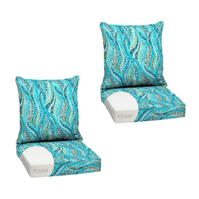 Arden Selections deep-seat cushion front view in teal Ariel, vibrant outdoor color.