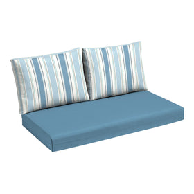 Arden Selections outdoor loveseat cushion set 48x24 on patio, water-repellent and fade-resistant.