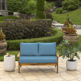 Arden Selections back pillows close-up highlighting plush support for outdoor furniture