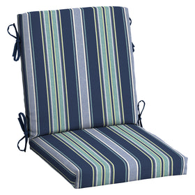 Arden Selections outdoor midback chair cushion in Sapphire Aurora Blue Stripe for durable, fade-resistant seating.