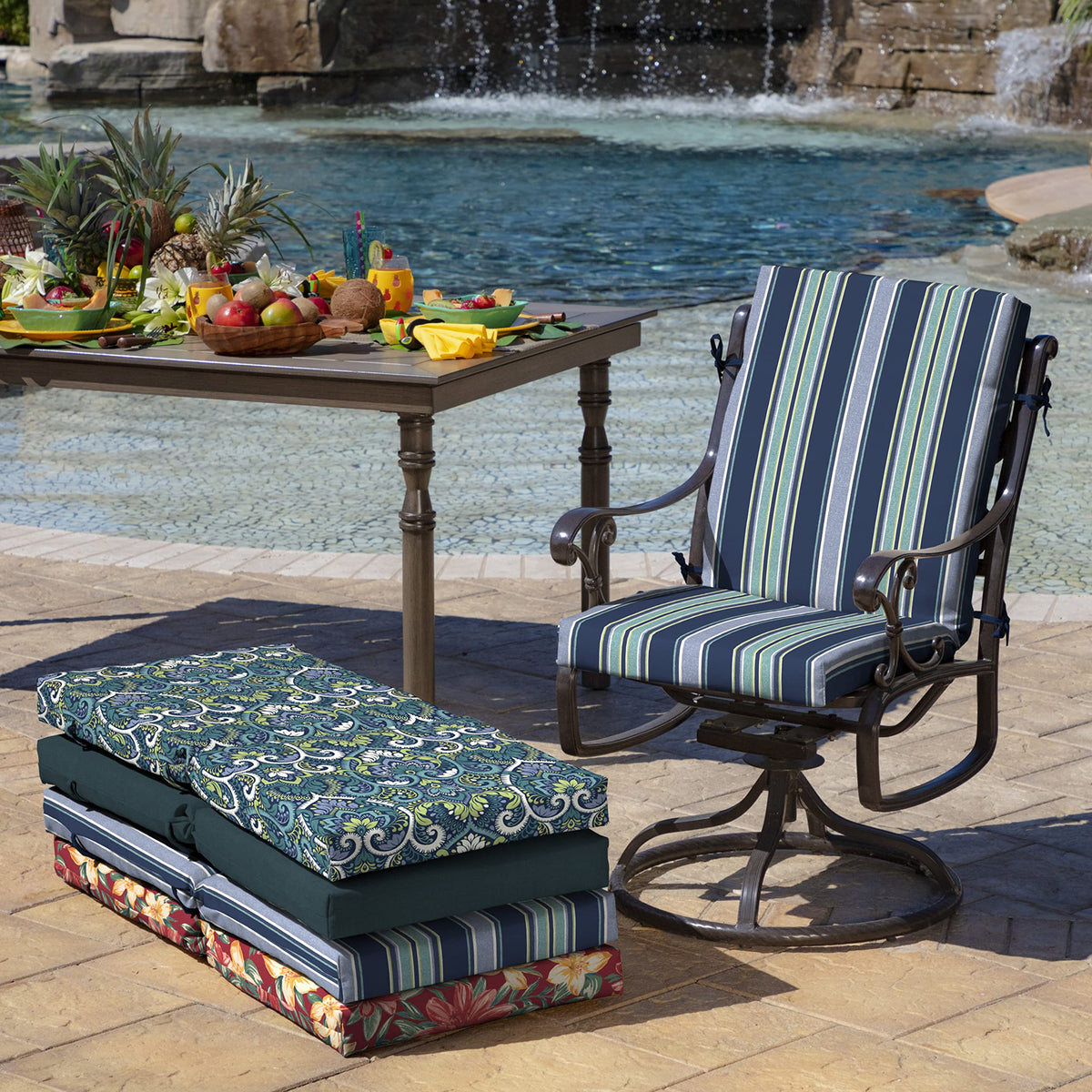 Arden Selections midback cushion features UV protection to help colors stay vibrant.