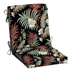 Arden Selections midback chair cushion seat close-up in Simone Black Tropical, water-repellent and fade-resistant