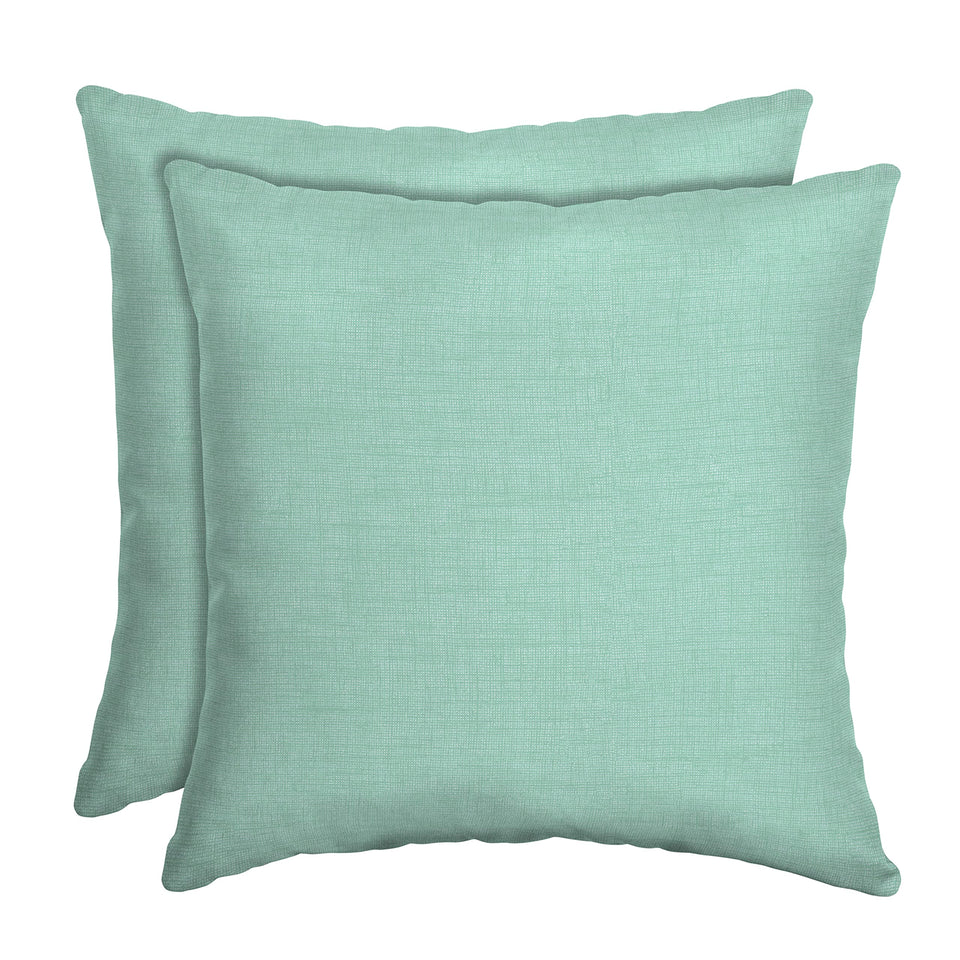 Arden Selections two-pack outdoor toss pillows on patio with fade resistance