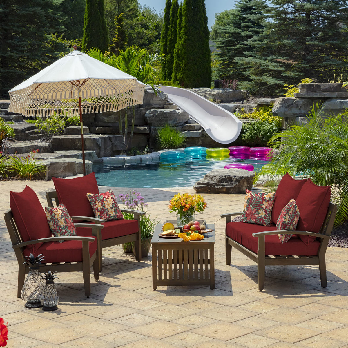 Arden Selections Ruby Clarissa fabric demonstrates UV protection and fade resistance.