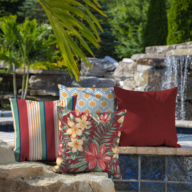 Arden Selections Ruby Clarissa adds bright color to a sunny patio seating area.