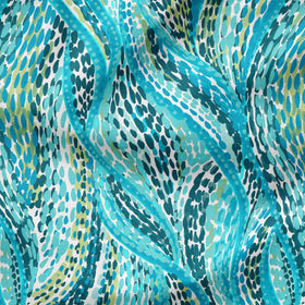 Arden Selections PFAS-free water and stain protection keeps teal Ariel cushions durable.