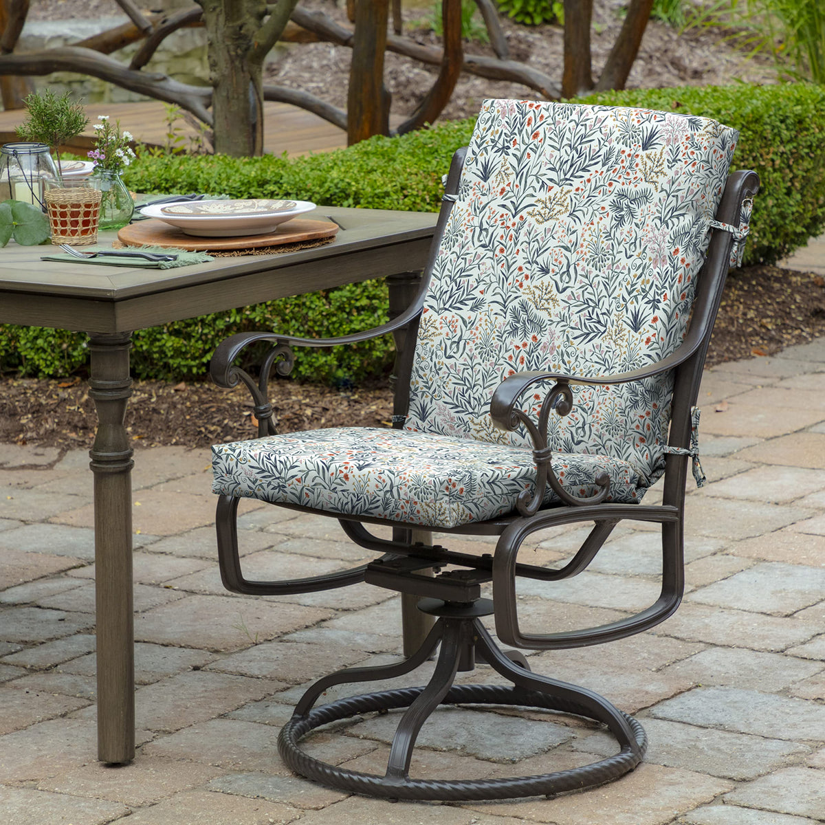Arden Selections Pistachio Botanical seat view shows fit on standard chairs