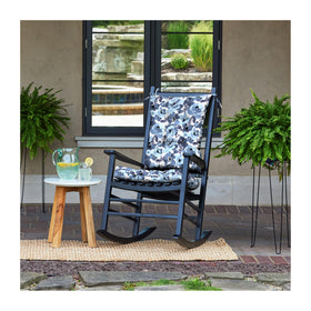 Arden Selections back pillow in blue garden floral offers plush comfort for outdoor rocking