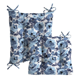 Arden Selections seat cushion in blue garden floral provides 18x20-inch support outdoors