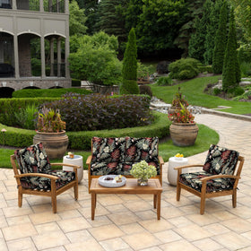 Arden Selections rain-proof cushion protects Simone Black Tropical cushions from rain and UV fading.